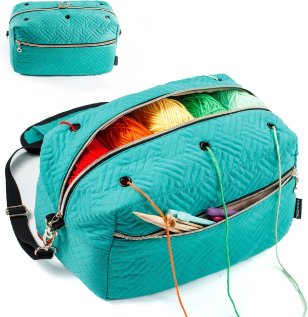 Organizer Bag for Crochet or Knitting with Yarn Storage